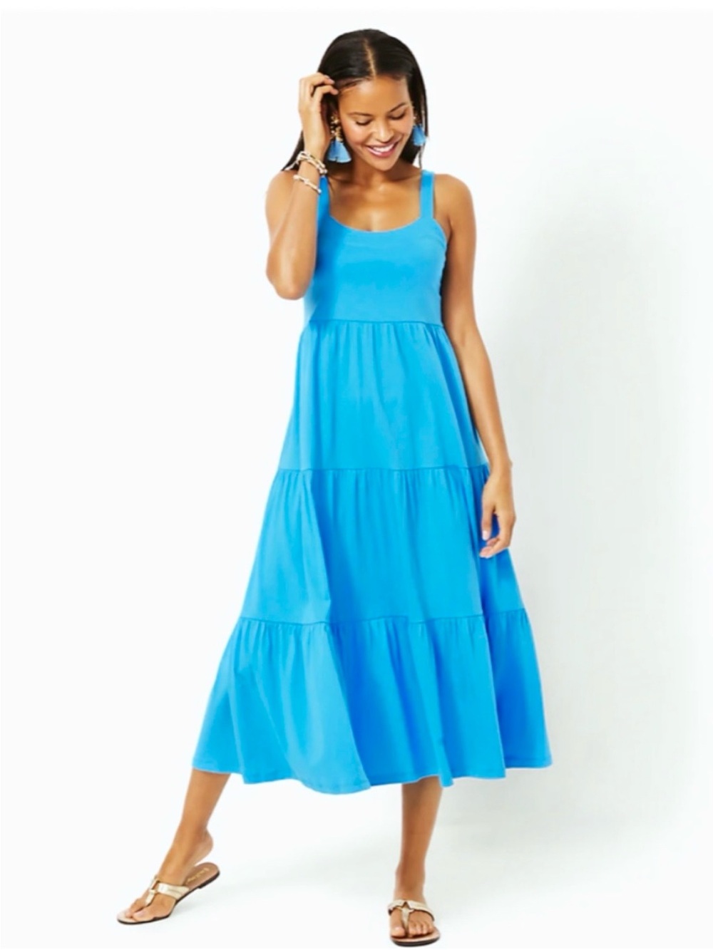 LILLY PULITZER miri cotton midi dress in lunar blue NWT